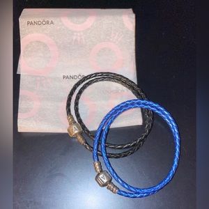 Pandora Blue and Black Leather Bracelets